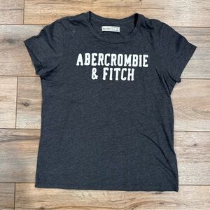 ABERCROMBIE & FITCH Gray Short Sleeve Fitted Graphic T-shirt | Size Medium